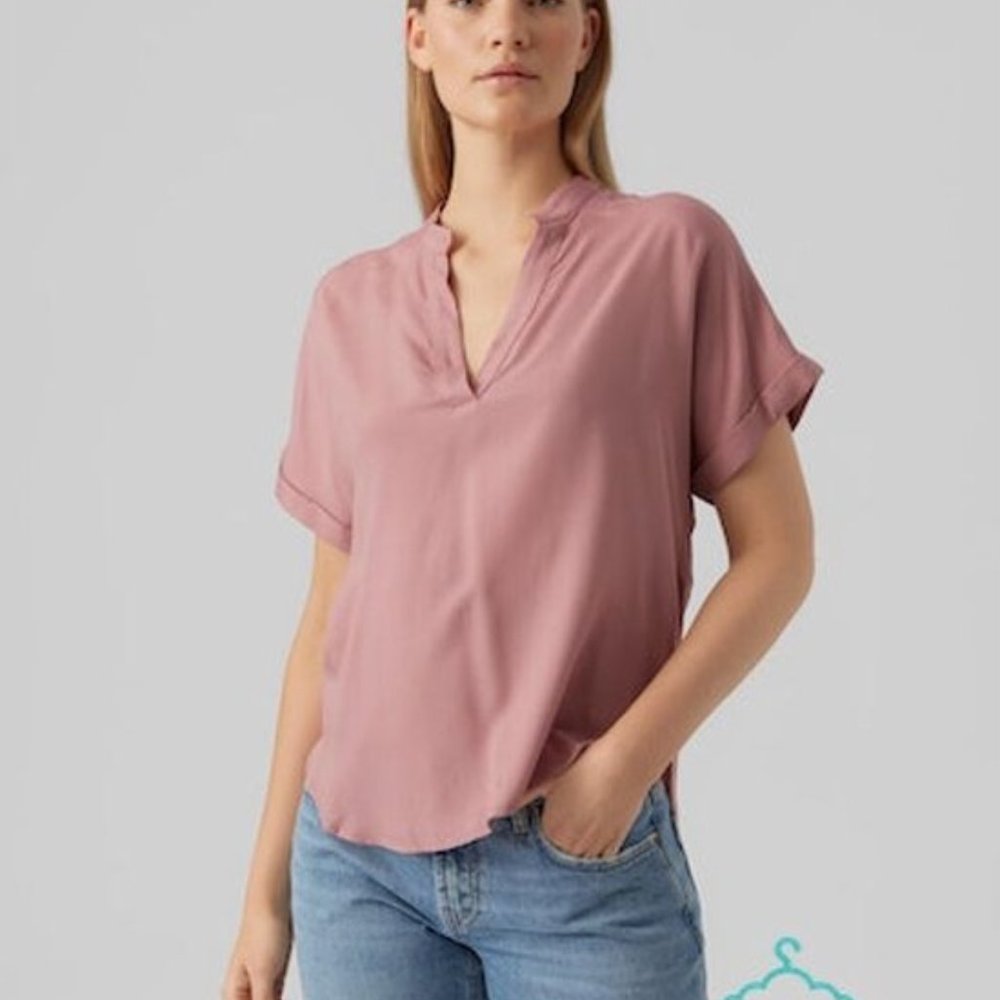 Vero Moda New! Short Sleeve V-neck Top Blouse Size 12